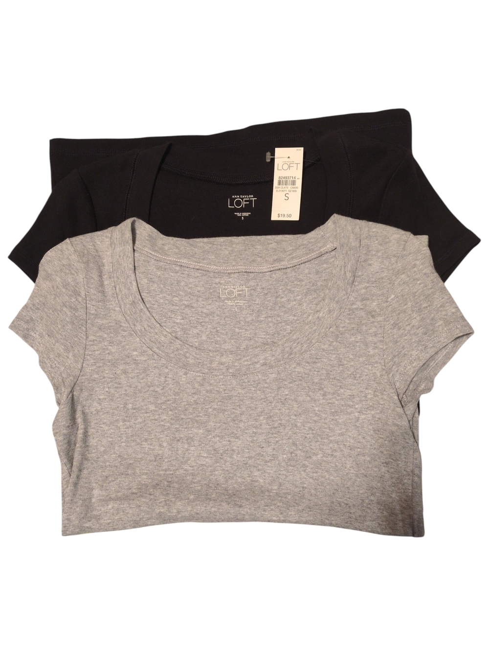 Ann Taylor LOFT Short-Sleeve Crewneck Tees — Gray & Black